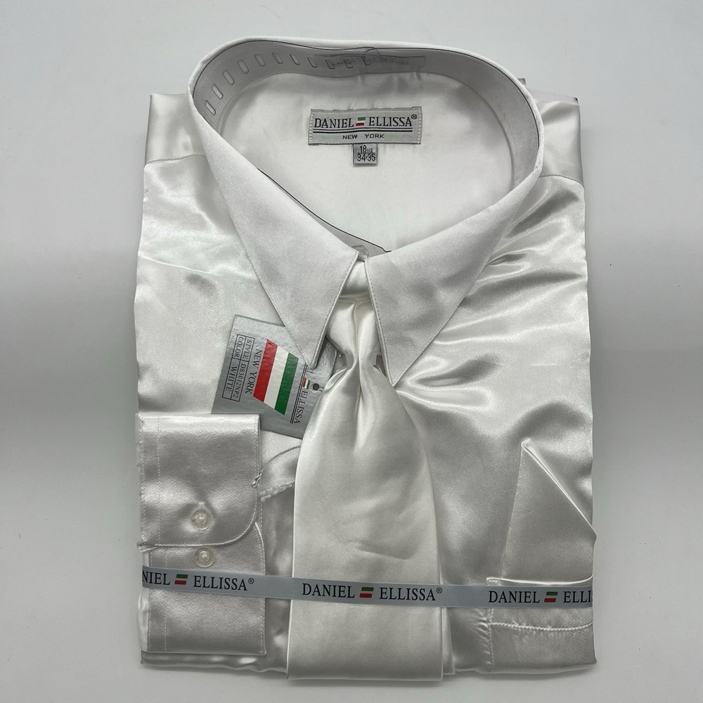 Daniel Ellissa White Dress Shirt With Tie 18.5 34/35 NWT‎